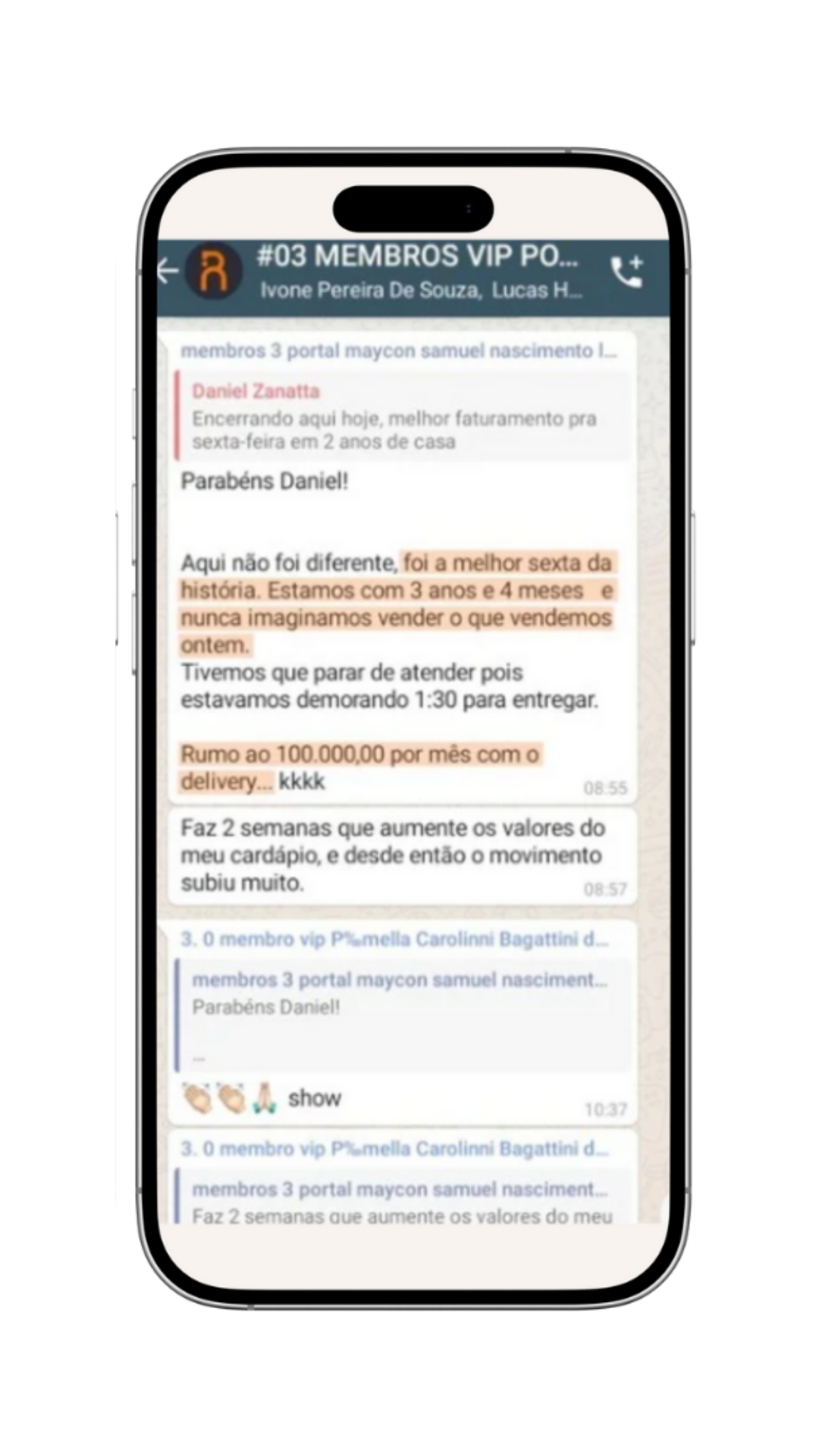 Mais depoimentos do grupo VIP sobre estratégias do Marcelo Marani